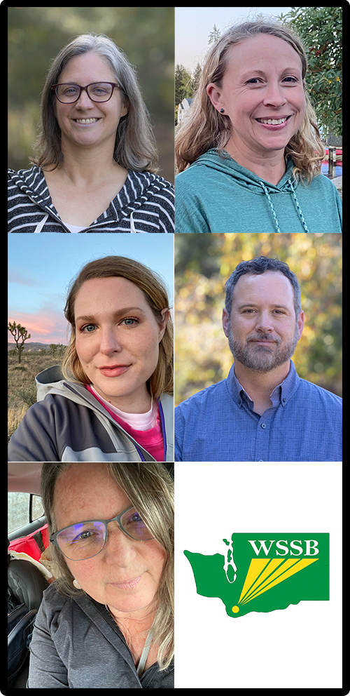 Collage of headshots of five members of the mentor team, Kirsten Dlugo, Annie Stockton, Colleen Johnson, Joe Dlugo, and Kathryn Kier, alongside a WSSB logo