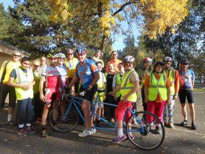 Tandem cycling volunteers and students