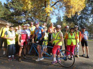 Tandem cycling volunteers and students